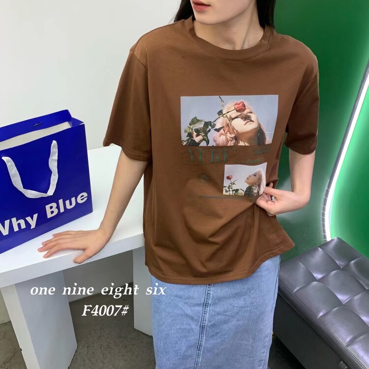 [1986] casual simple character printed short sleeve T-shirt 4007\lsl