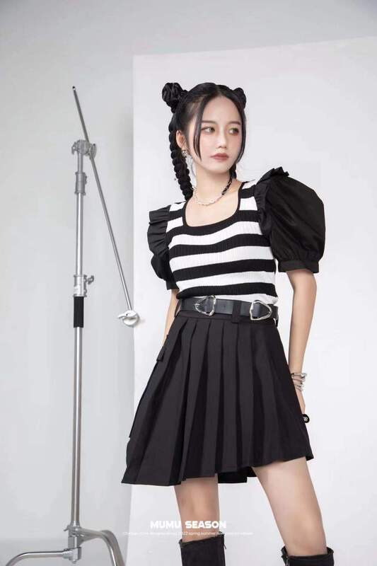[Mumu session] pleated fashionable skirt (with belt) ys1-6330\zxl