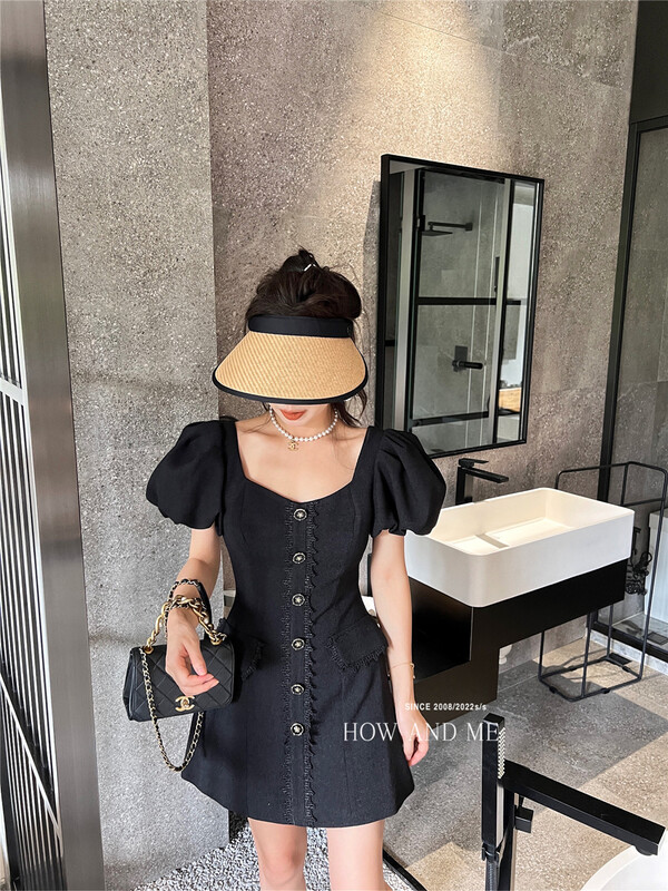 [how and me] short sleeve pleated slim dress 7166\lsl