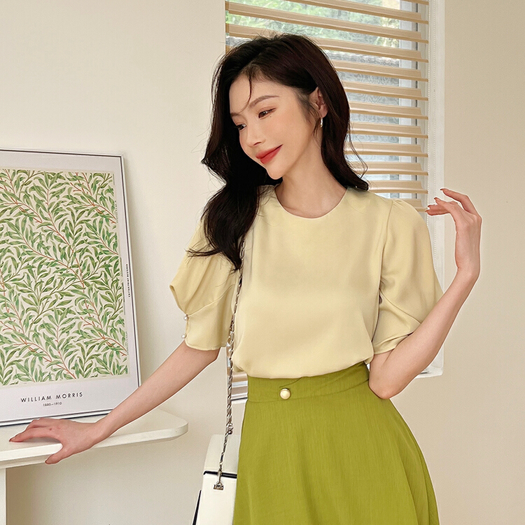 [Hanna inclusive] simple leisure Chiffon 2022 summer new slim shirt 10076\jhy