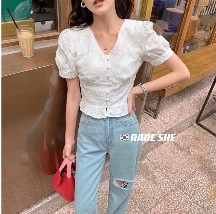 [rare she] Korean version three-dimensional temperament shirt 5299\lsw