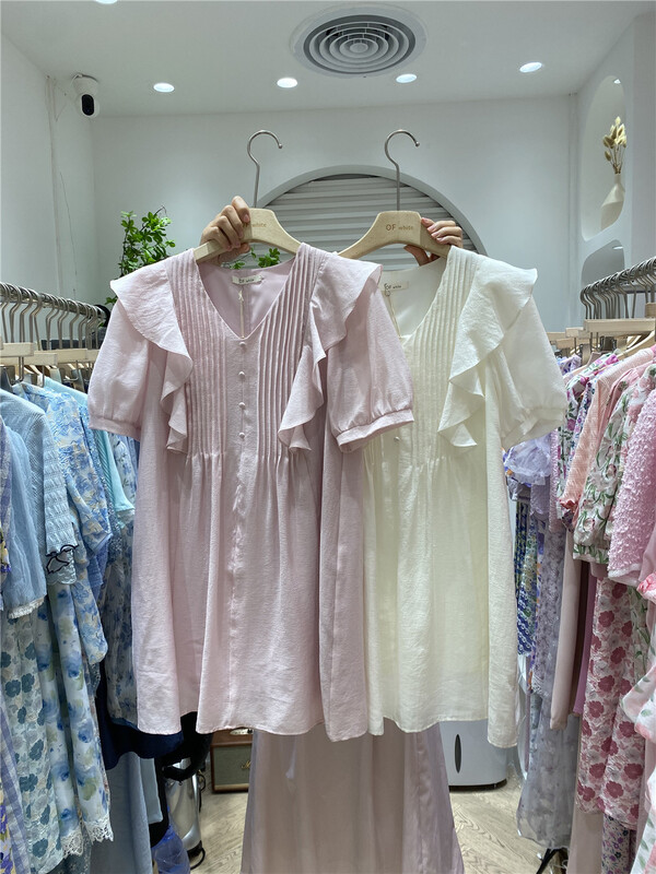 [of white] Han Shu V-neck Ruffle Dress 881538\hjy