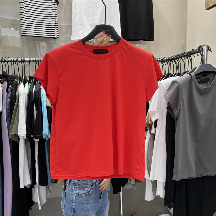 [Yanyan shop] simple round neck clean short sleeve T-shirt 8095\hyy