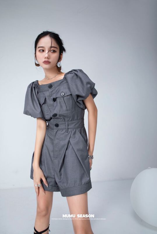 [Mumu session] bubble sleeve fashion loose Jumpsuit 2527\zxl