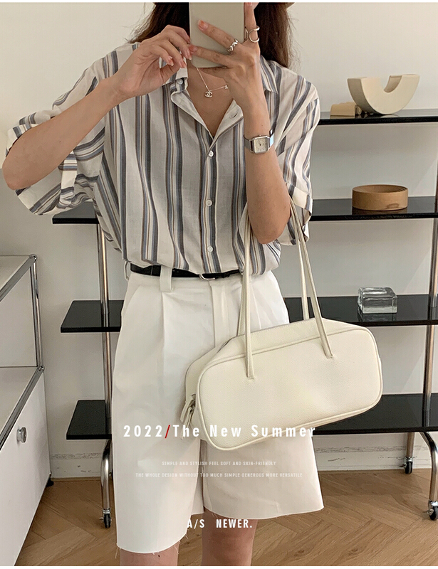 [the mind] Korean stripe Casual Short Sleeve Shirt 60595\jhy