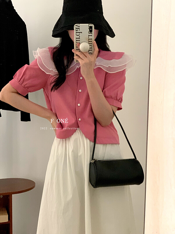 [f one] cute sweet double layer baby collar shirt 52063\wpl