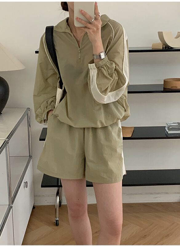 [the mind] elastic waist versatile color matching casual shorts 60588-1\jhy