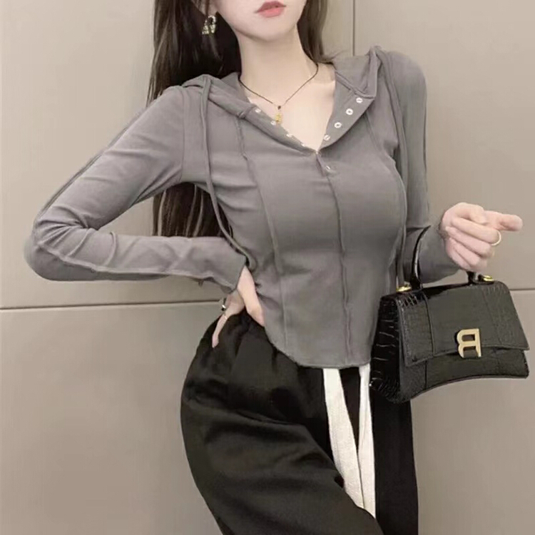[Amanda] New Korean hooded harbor style casual slim design shirt in autumn and winter (only selling small shirts) 2762\qjy