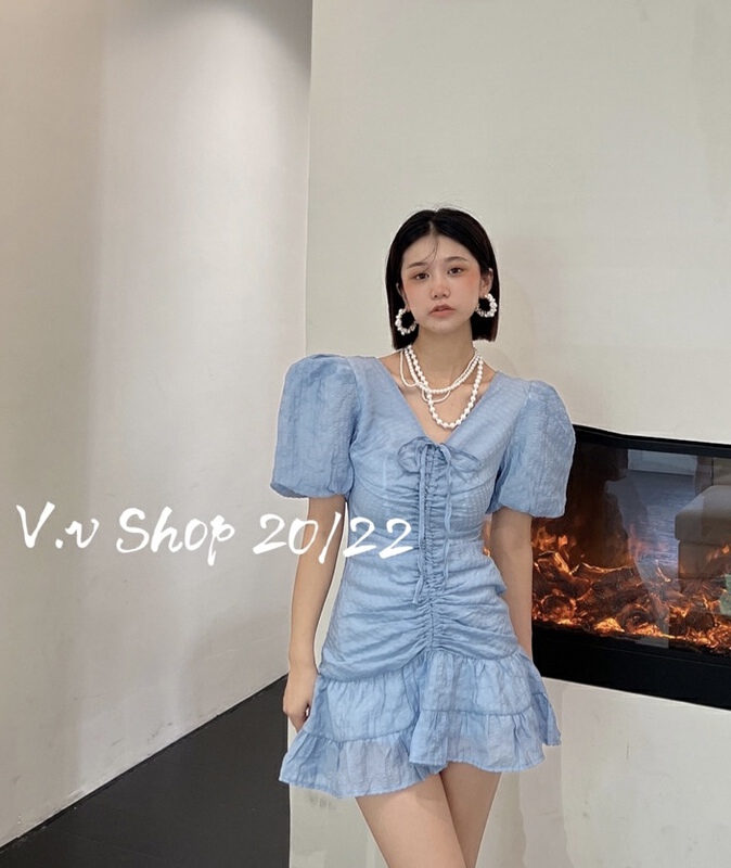 [v.v] V-neck Korean simple dress (excluding necklace) 7352\zxx