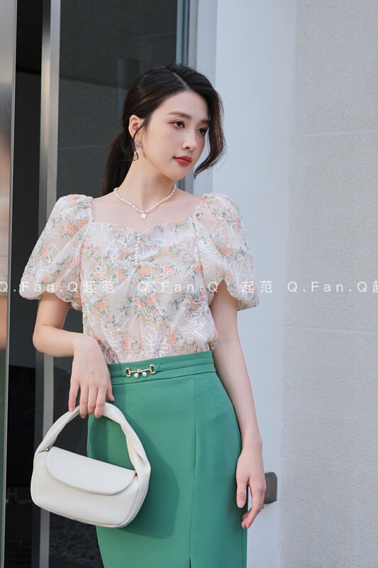[style] jacquard chiffon shirt 80116\jhy
