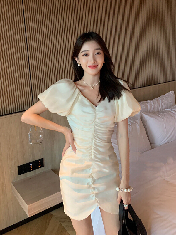 [strawberry] French pleated ZIP DRESS s893\l