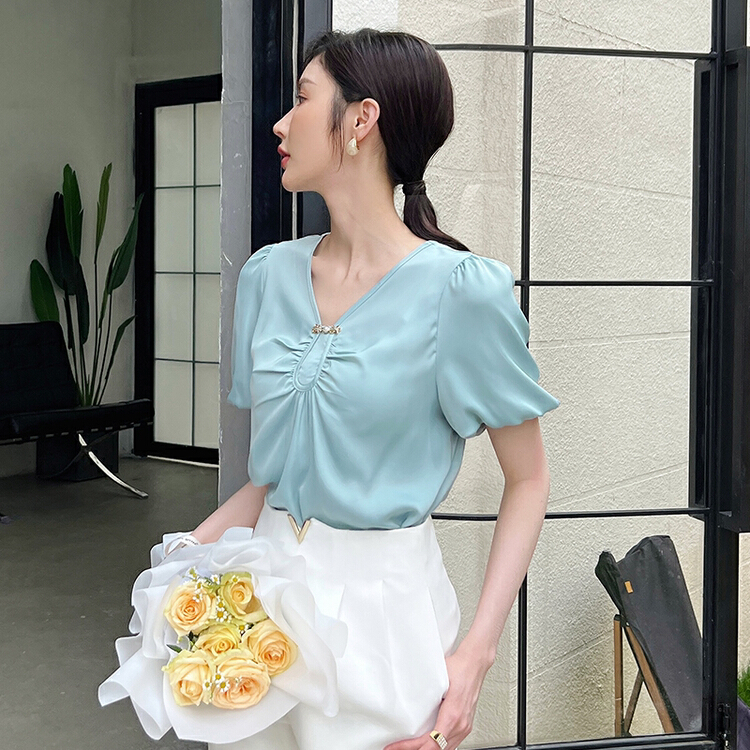 [Hanna including that] thin Pullover metal button chiffon shirt m10113\xj