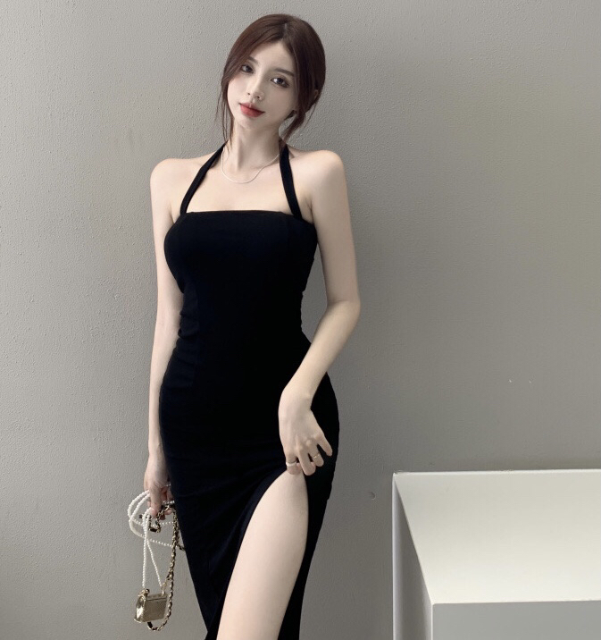 [xinyuanjieyi Xinyuan dressing] hot girls sexy slim fit slit neck dress 801\pcz