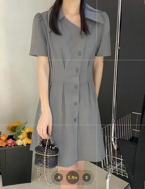 [uh] commuter style design slant Button Waist Dress 7858\hjy