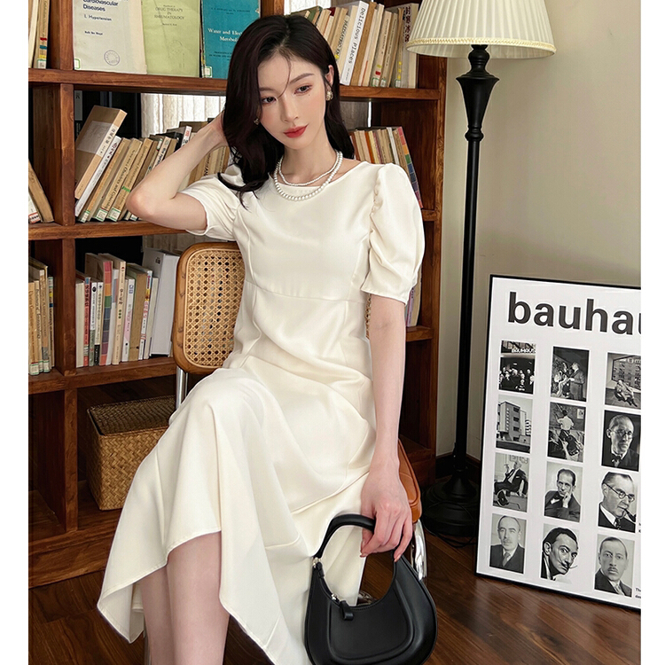 [Hanna inclusive] simple bubble sleeve temperament dress m3195\xj