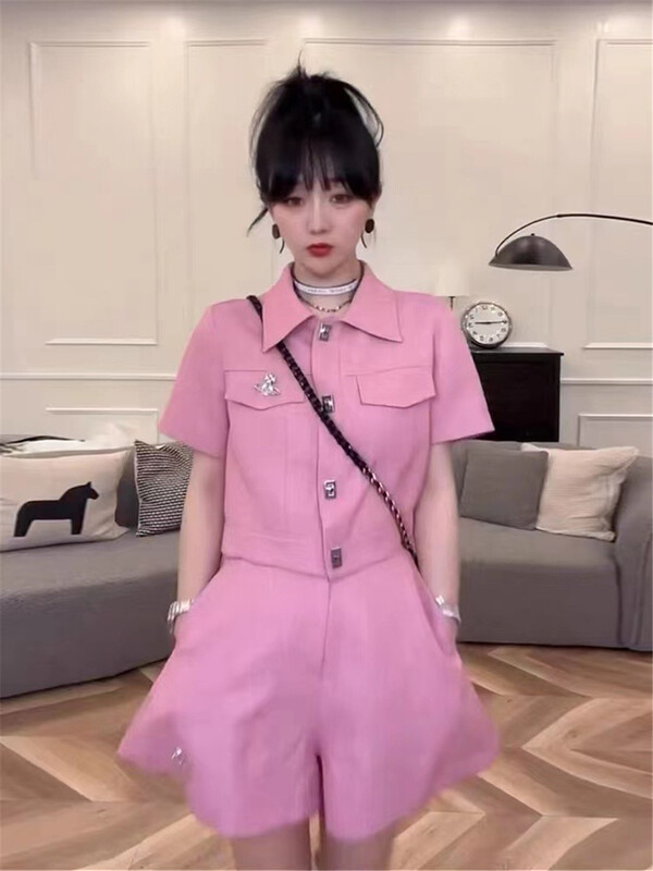 [pepper] Lapel style short sleeve suit + pure color casual shorts suit 842\pcz