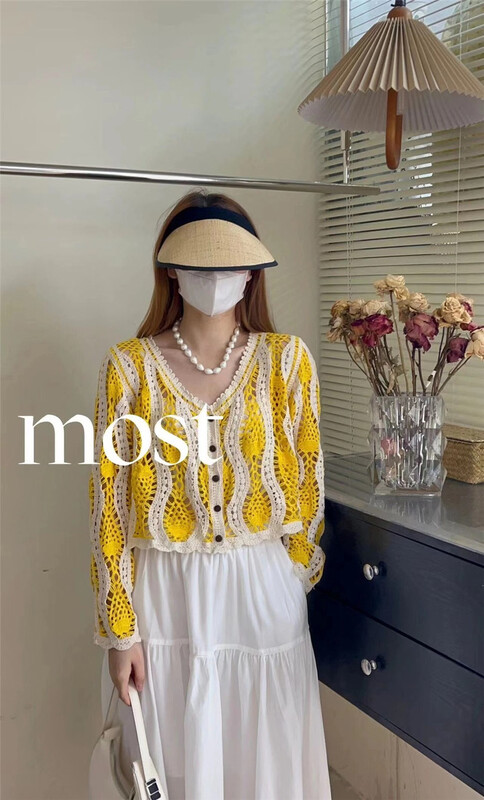 [most] clear hollow out versatile knitted cardigan 6662\zjy