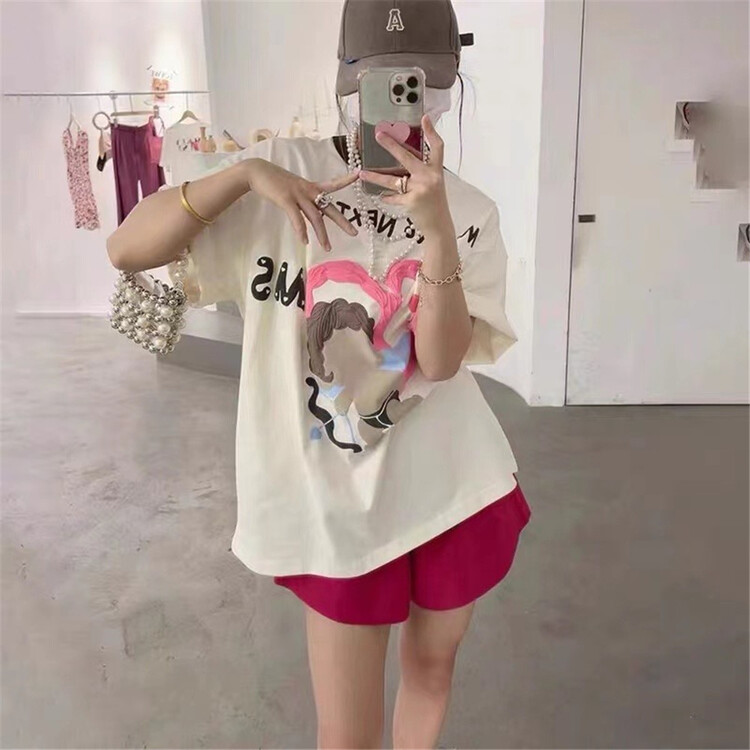 [Naikan Nik] letter round neck loose short sleeve T-shirt 9759\gyj