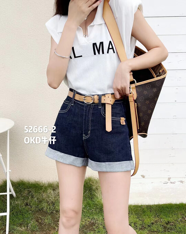 [okd] versatile fashion loose denim shorts (with belt) 52666\zxl