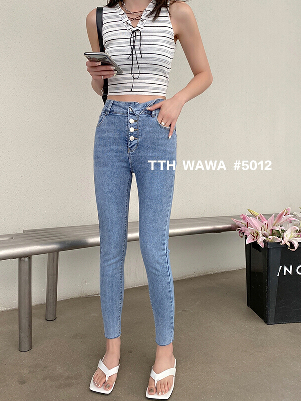 Original price 98.99! [Wawa] Korean casual slim and versatile small leg jeans 5012\lsl