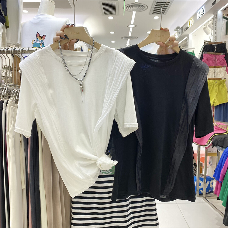 [Duomi] splicing fashion niche short sleeve T-shirt 6793\zxl