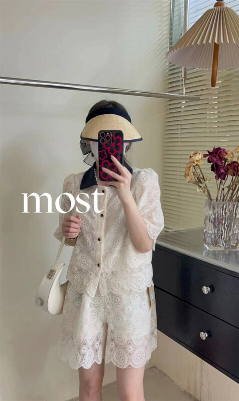 [most] single breasted color matching shirt + elastic waist casual Shorts Set 97237\zjy
