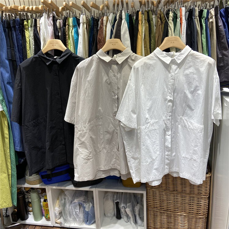 [ninestone nine stones] single breasted comfortable shirt 261029\l
