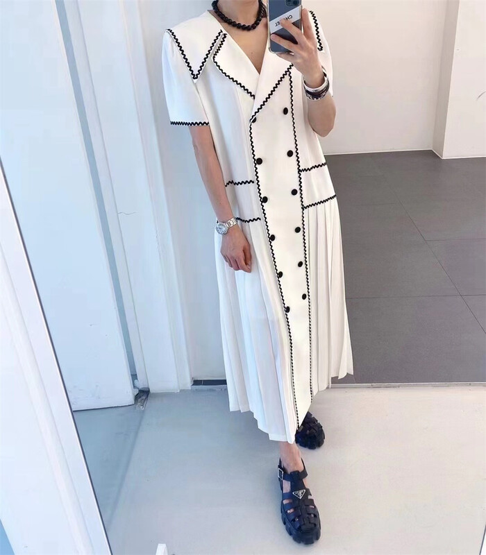 [rich rich] commuter double breasted loose Pleated Dress 9262\gyj