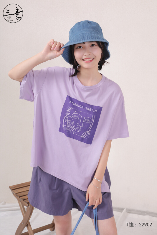 [original three element clothing] simple temperament leisure printed short sleeve T-shirt 22902