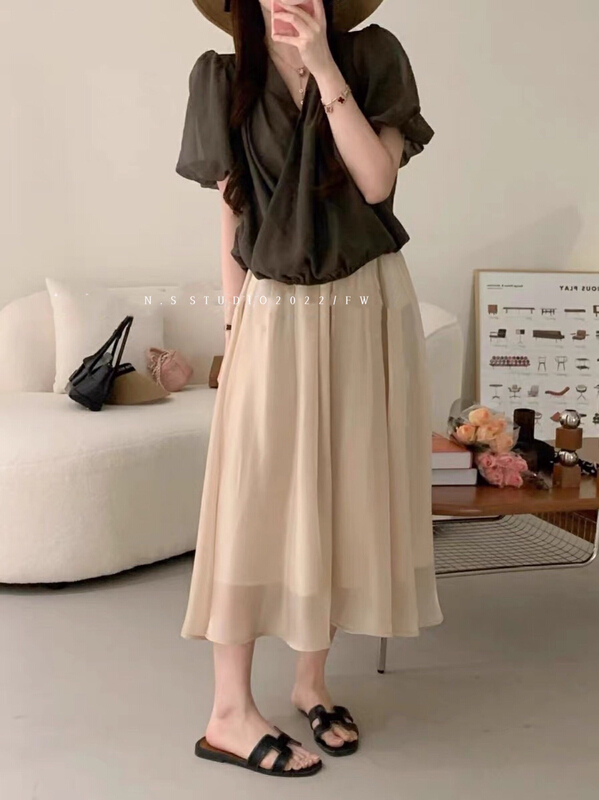 [N.S] temperament versatile pearl luster thin hanging skirt 8861\wpl