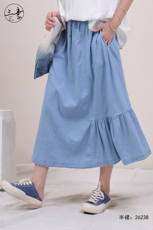 Original price 77.83! [original three element clothes] simple temperament leisure retro skirt 26238\fhx