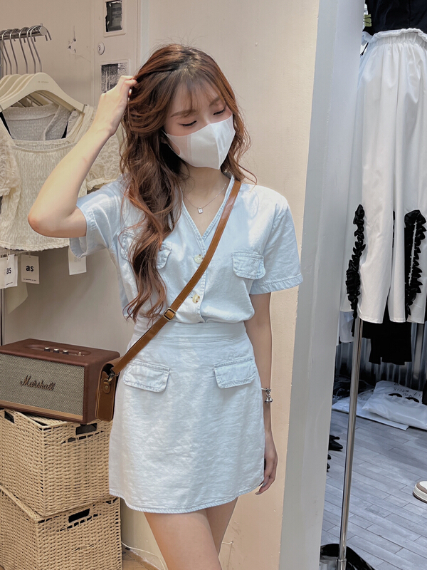 [as] single breasted blouse + slim skirt two piece suit 1007\hjy