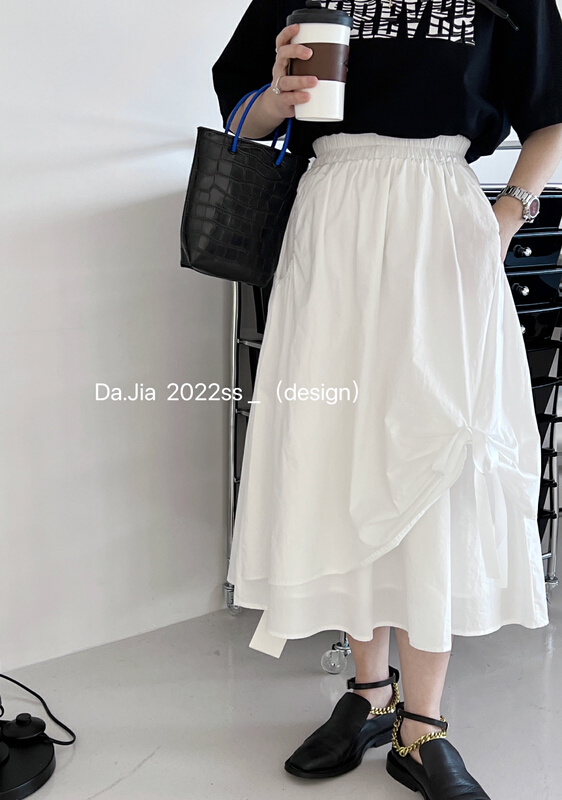 New year in early spring! [Dajia] temperament versatile lace bow design double-layer A-shaped slim skirt ys1-22206\cls