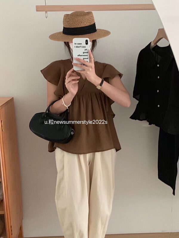 [U grain] Feifei sleeve comfortable, simple and fresh small shirt (only selling small shirts) ys1-6280\hbx