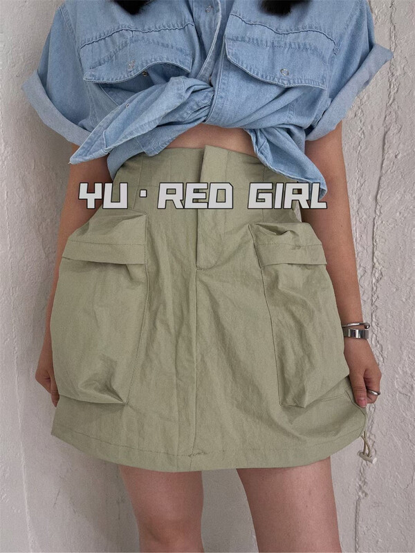 [hongniuniu] high waist wind proof material elastic waist skirt 35500 × XYY