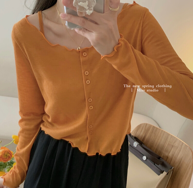 Original price 50.76! 【 miss miss home 】 Korean simple vest +v-neck single breasted knitted cardigan set y8809
