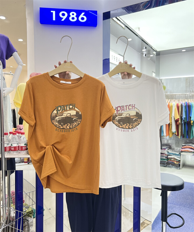 [1986] casual car print loose short sleeve T-shirt f3333\lsl