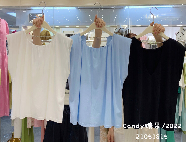 [candy] solid color back chain hollowed out vest / sling 21051815\zjy