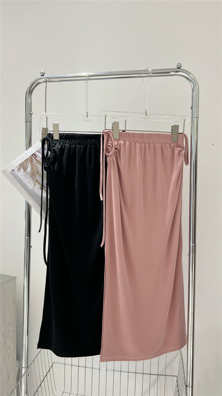 [2/2chicw] elastic waist drawstring straight skirt 8107\pcz