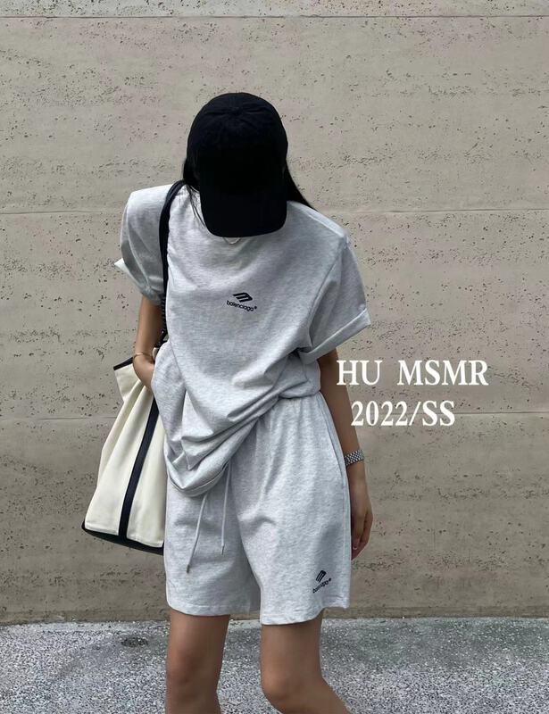 [Hu] fashion simple short sleeve + versatile casual Shorts Set 8086\ozq