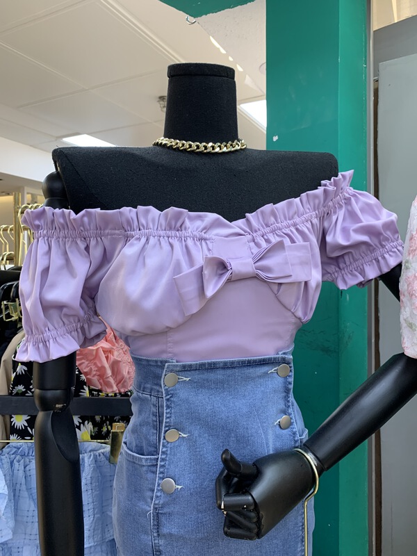 [x.xan] French off shoulder hollow out knot shirt 7370\pcz