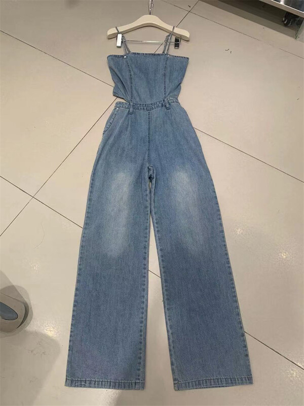 [o not 1] leisure simple high waist thin hollow out suspender denim suspender n086\lsw