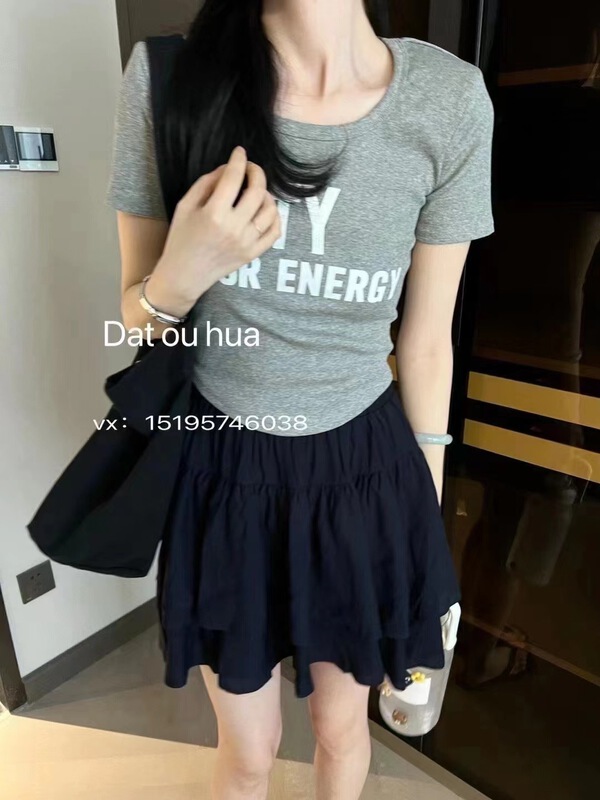[wht] solid color pleated versatile skirt 6015\wtt