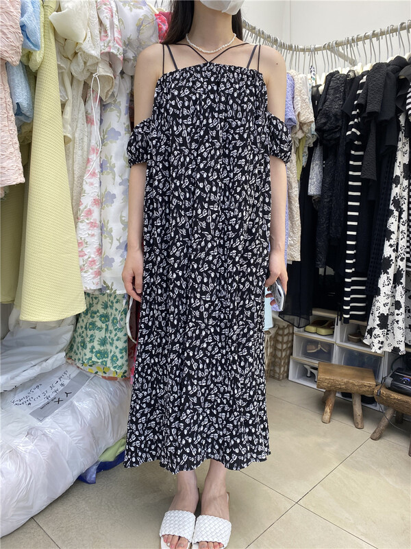 [y.x] Han Shu printed suspender dress 5387\hjy