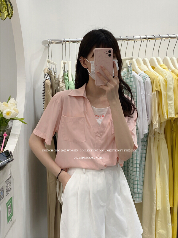 [teem ing] ins fake two short sleeve versatile blouses 22t373\hjy