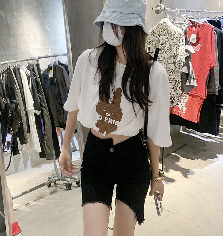 [ten. 10] Korean irregular design slim 5-point denim shorts 7157\wpl
