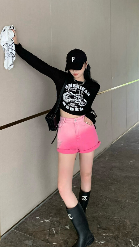 [ID] simple, slim and versatile denim shorts (six in a pack) 6039\lsl