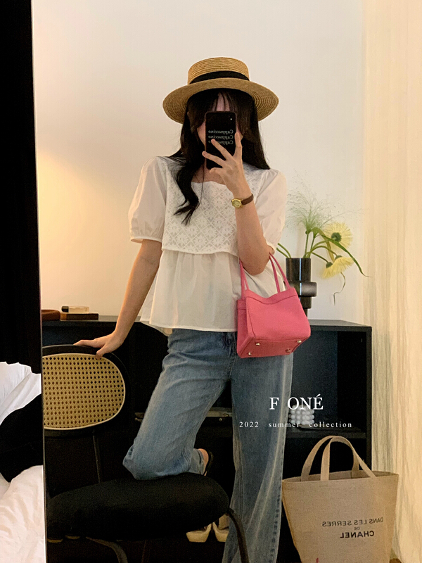 [f one] Korean version with thin temperament, lace fake two small shirts 66263\wpl