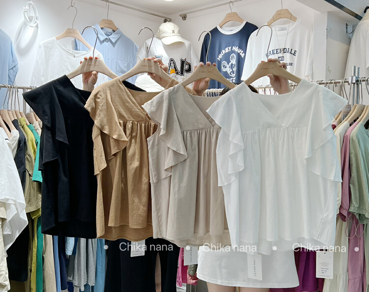 [chika.nana] versatile design, niche Ruffle shirt 2281\jj