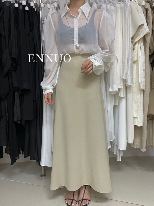 [ennuo] high waist ladies' commuter simple skirt 1619\l